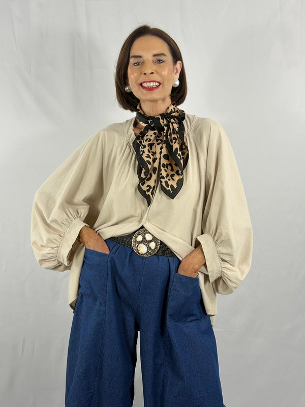 Kristy fine pin cord top in beige