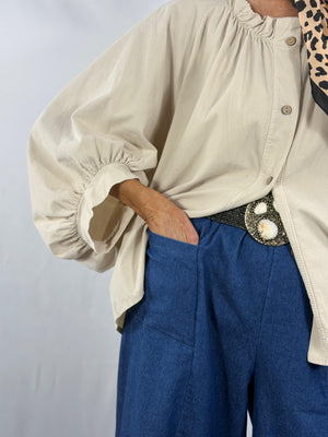 Kristy fine pin cord top in beige