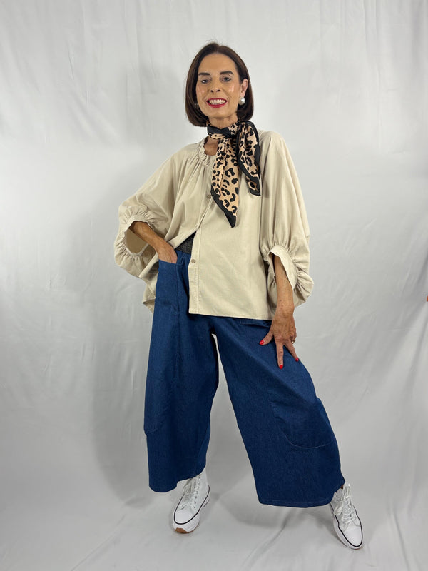 Kristy fine pin cord top in beige