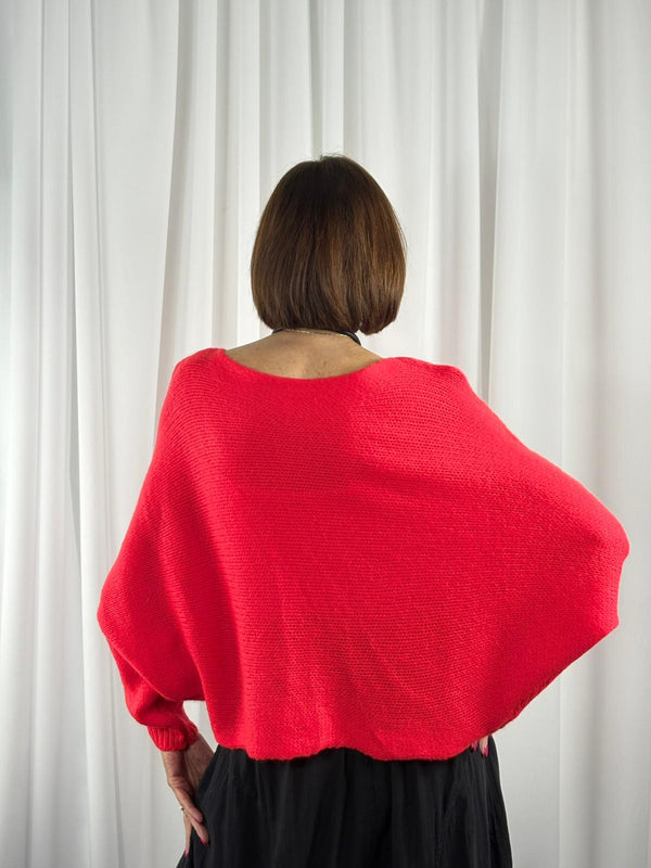 Enzo crossover knitwear in ruby red