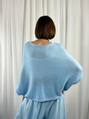 Enzo crossover knitwear in baby blue