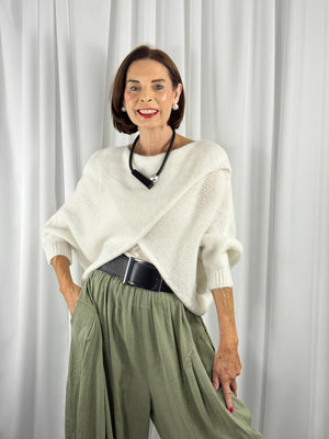 Enzo crossover knitwear in ecru