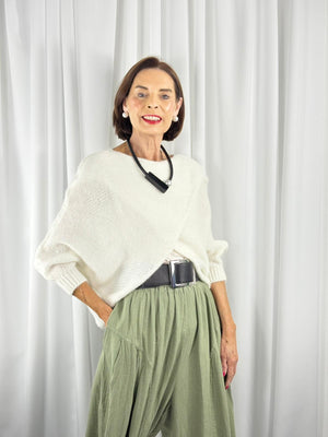 Enzo crossover knitwear in ecru