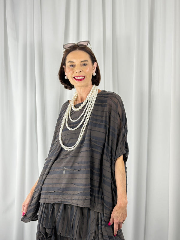 Toni quirky co-ord suit in slate grey