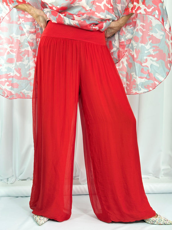 Dune silky palazzo trousers in red