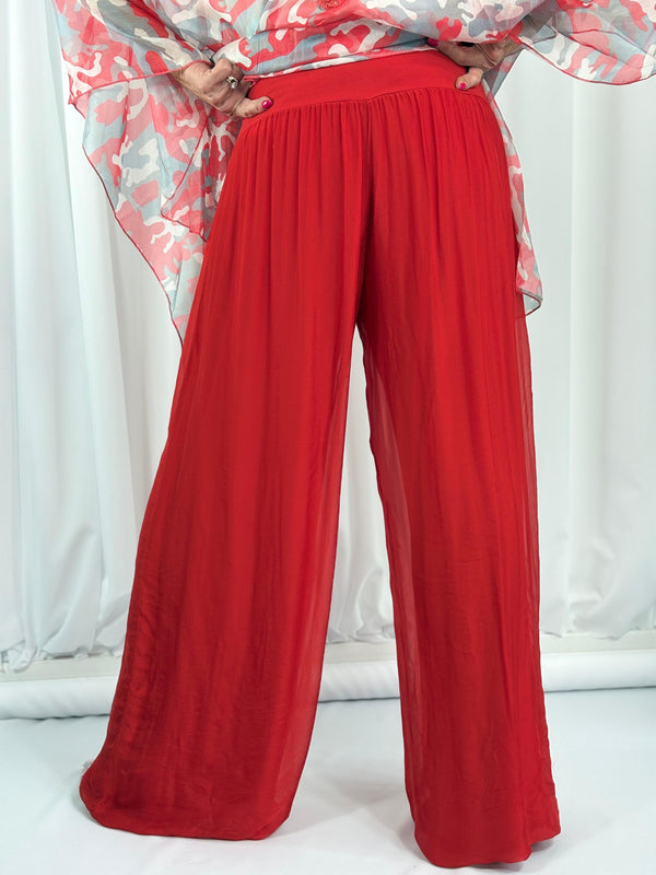 Dune silky palazzo trousers in red