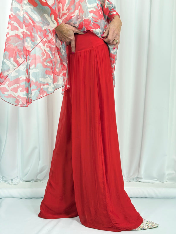Dune silky palazzo trousers in red