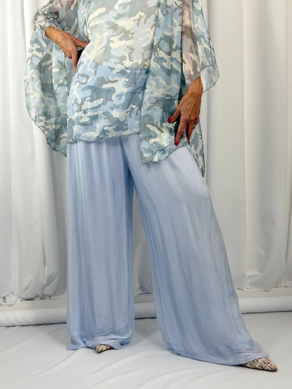 Dune silky palazzo trousers in baby blue