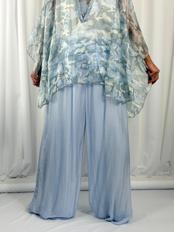 Dune silky palazzo trousers in baby blue