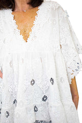 Elegant Broderie Anglaise Tunic in White