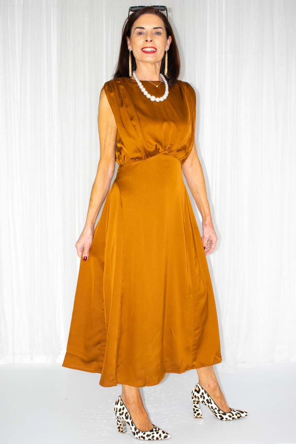 Elegant Eleanor  Dress in  Rust