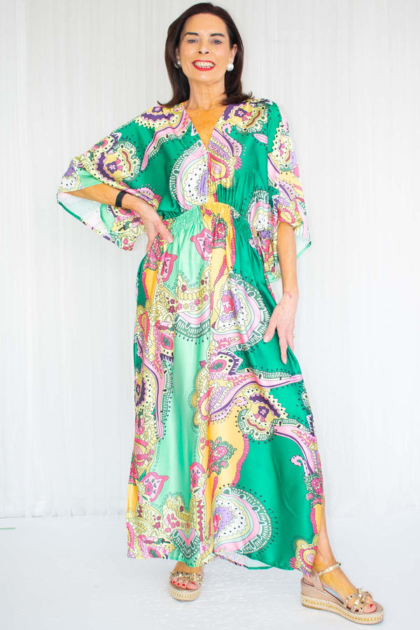 Aaliyah Abstract Batwing Dress in Multi