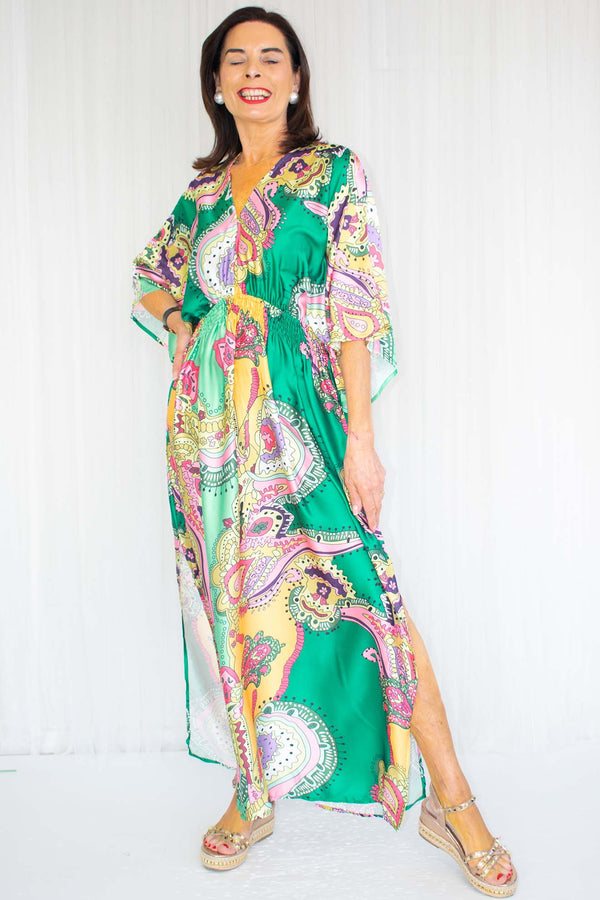 Aaliyah Abstract Batwing Dress in Multi