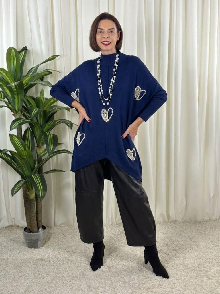 Venice embellished knitwear in navy