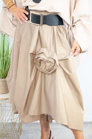Rosalina A-line Skirt in Warm Beige PRE/ ORDER 10TH OCTOBER DESPATCH DATE