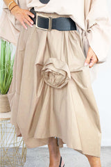 Rosalina A-line Skirt in Warm Beige