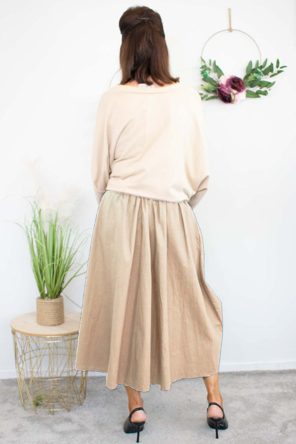 Rosalina A-line Skirt in Warm Beige PRE/ ORDER 10TH OCTOBER DESPATCH DATE
