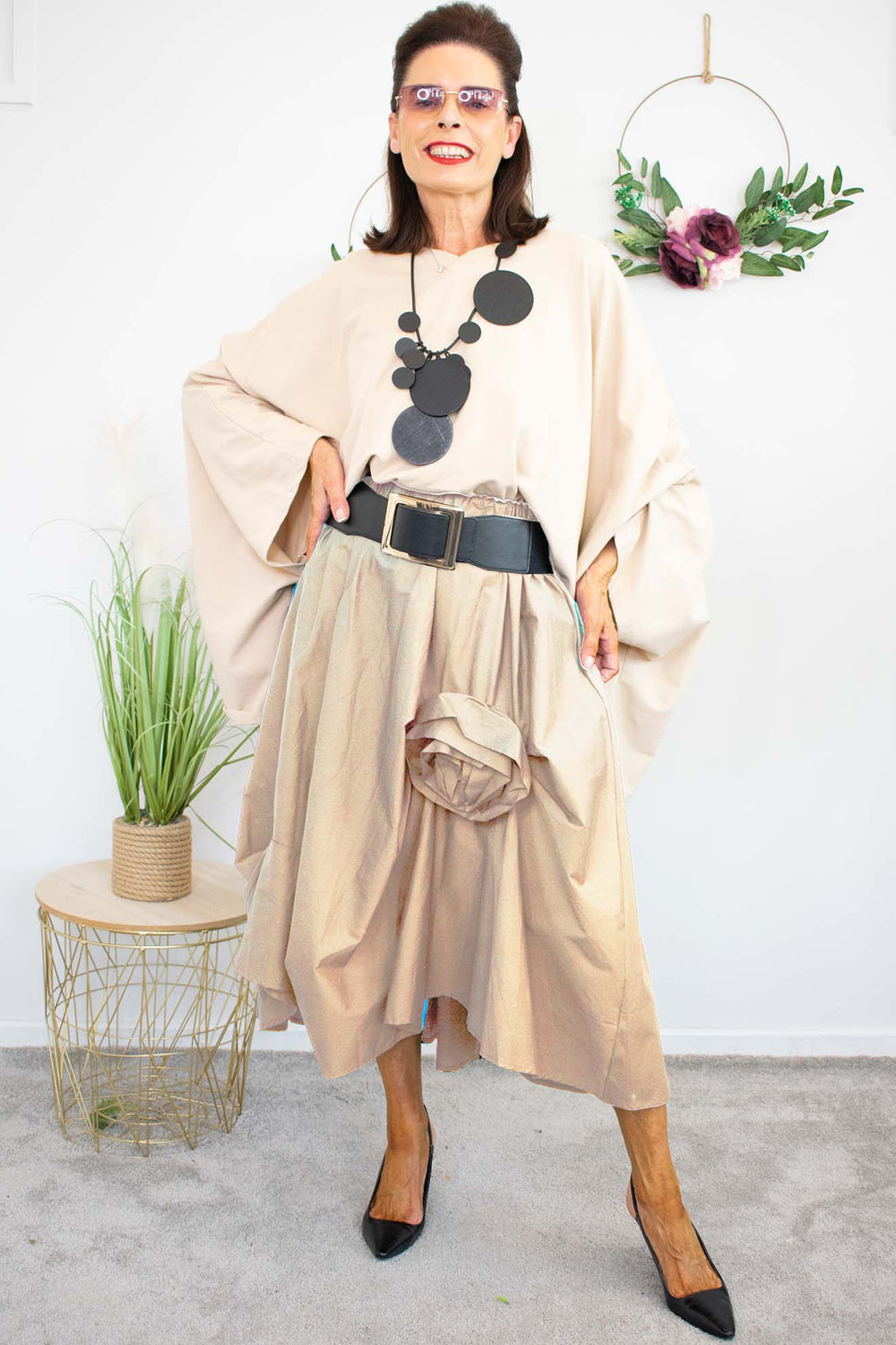 Rosalina A-line Skirt in Warm Beige PRE/ ORDER 10TH OCTOBER DESPATCH DATE