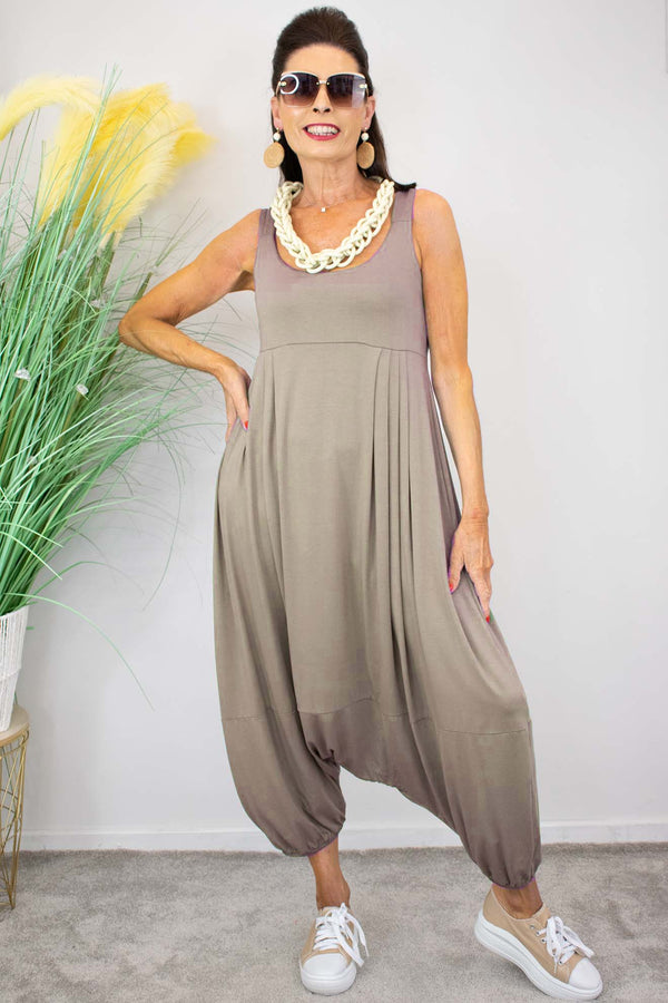 Bella Boo Jumpsuit ﻿in Mocha