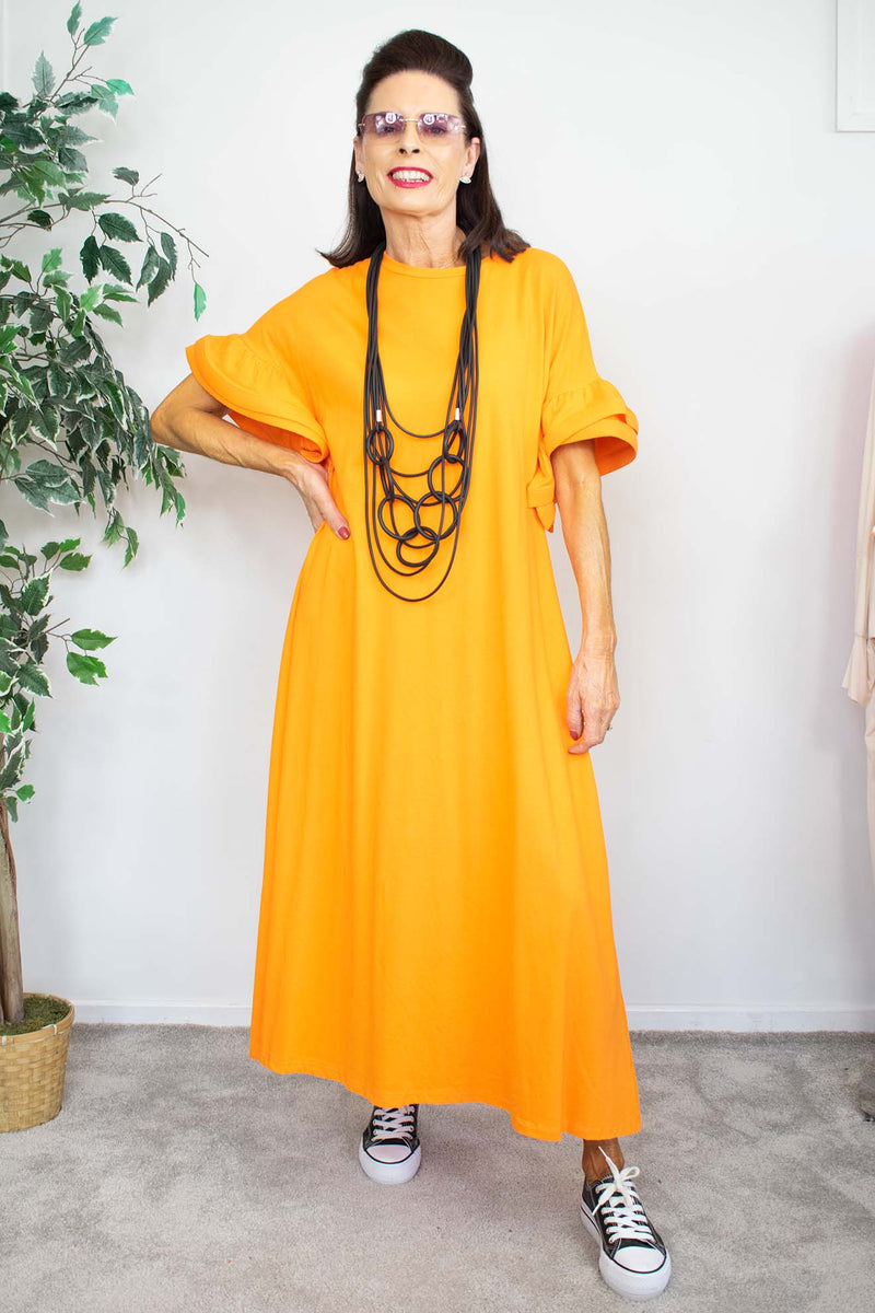 Ruffle Dress in Orange