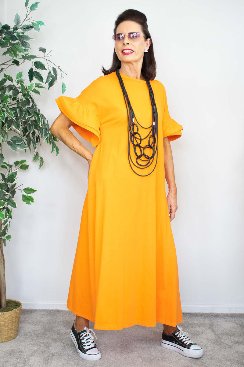 Ruffle Dress in Orange