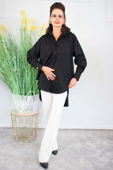 Cantoline Gold Button Shirt in Black