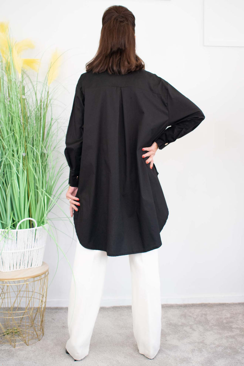 Cantoline Gold Button Shirt in Black