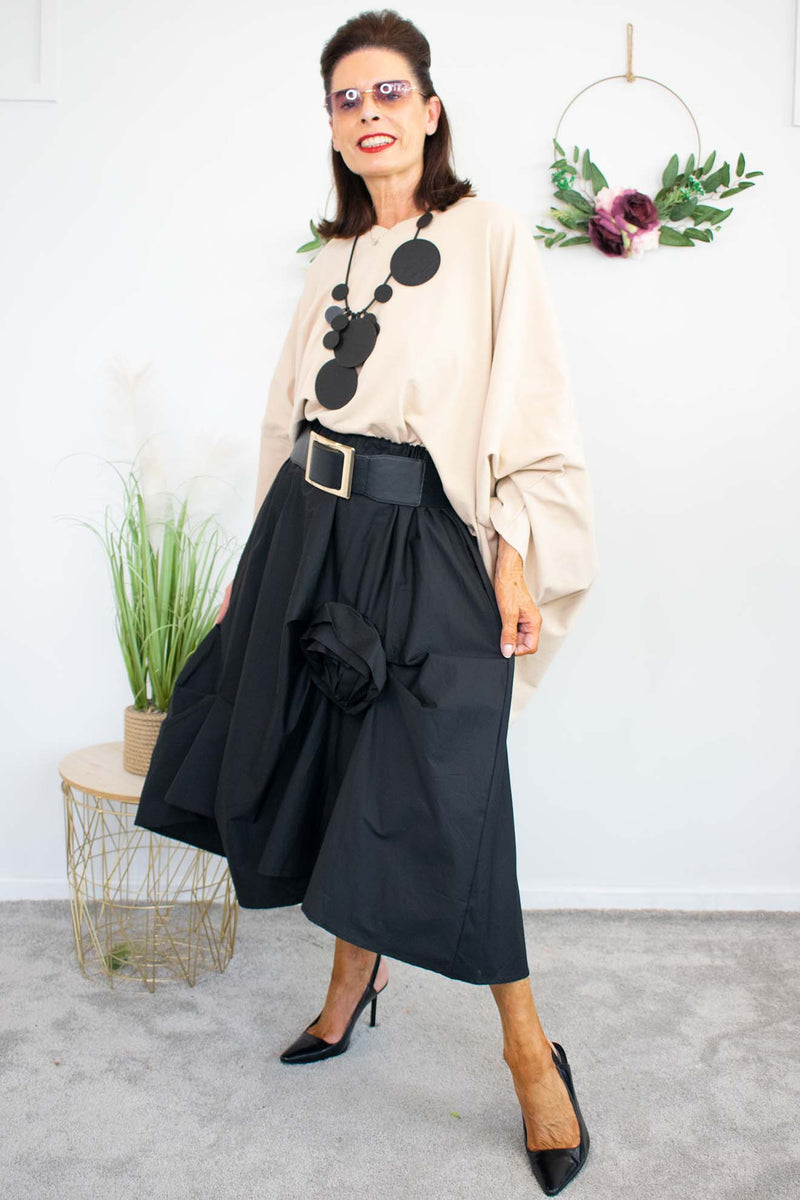Rosaline A-Line Skirt in Black