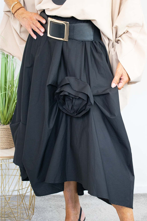 Rosaline A-Line Skirt in Black