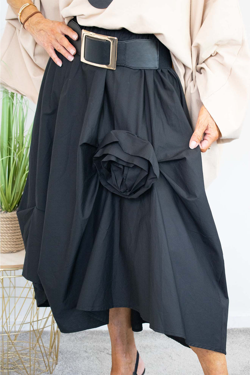 Rosaline A-Line Skirt in Black