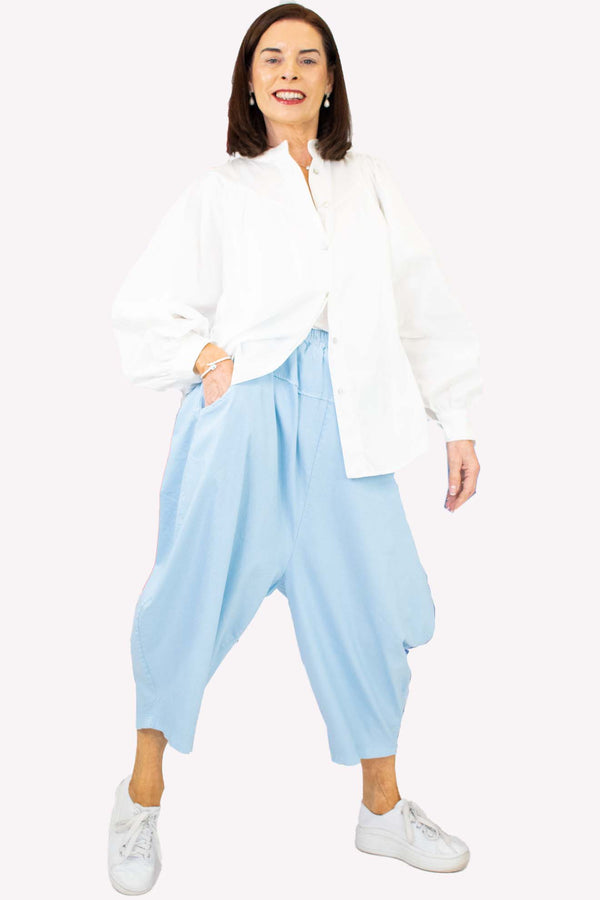 Isabella Canvas Cocoon Trouser In Baby Blue