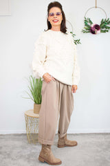 Selena Bobble Knit Wear in Warm Beige