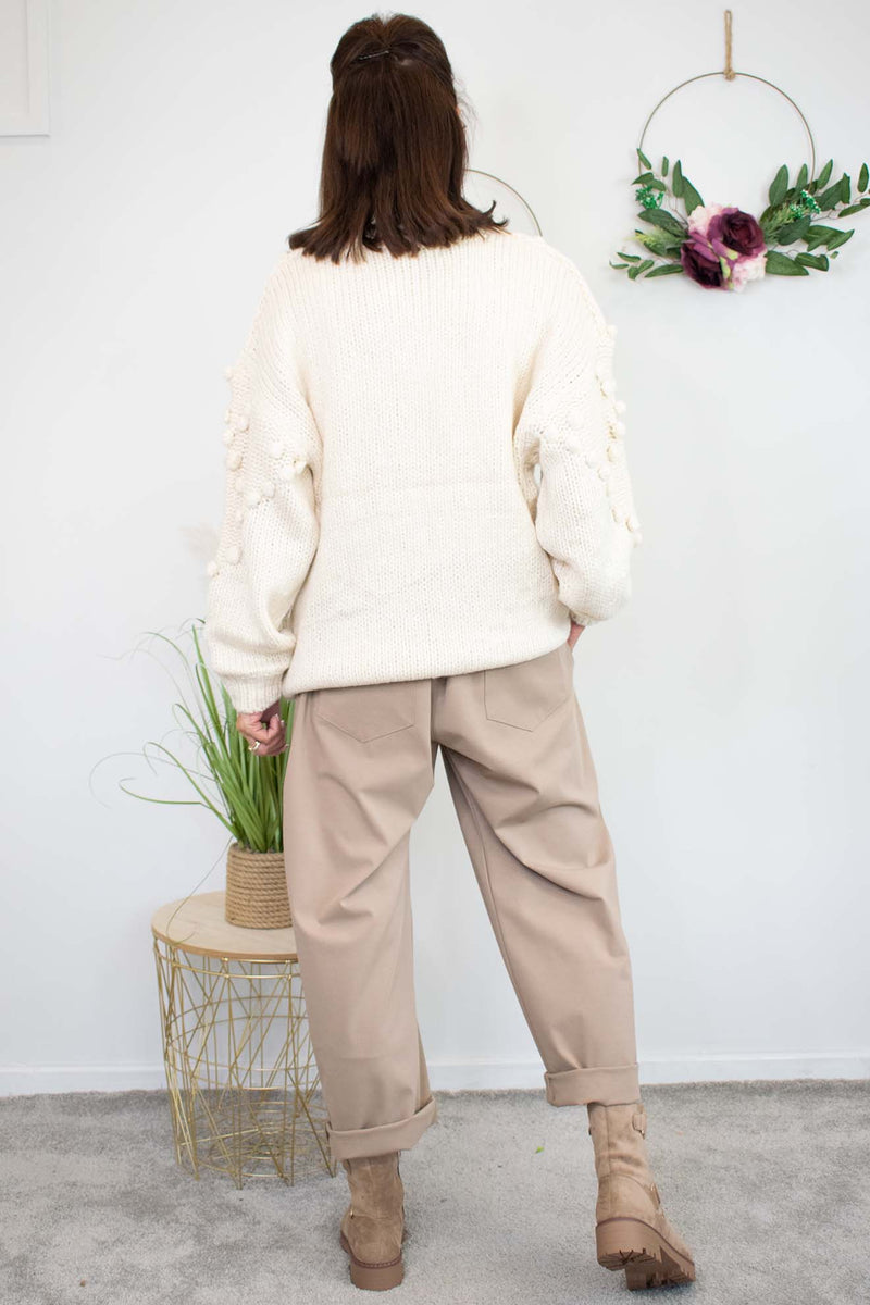 Selena Bobble Knit Wear in Warm Beige