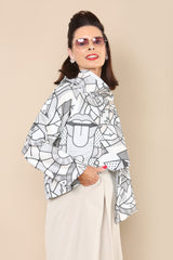 Victoria St Jacket in Grey Geometric Print