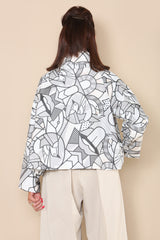 Victoria St Jacket in Grey Geometric Print