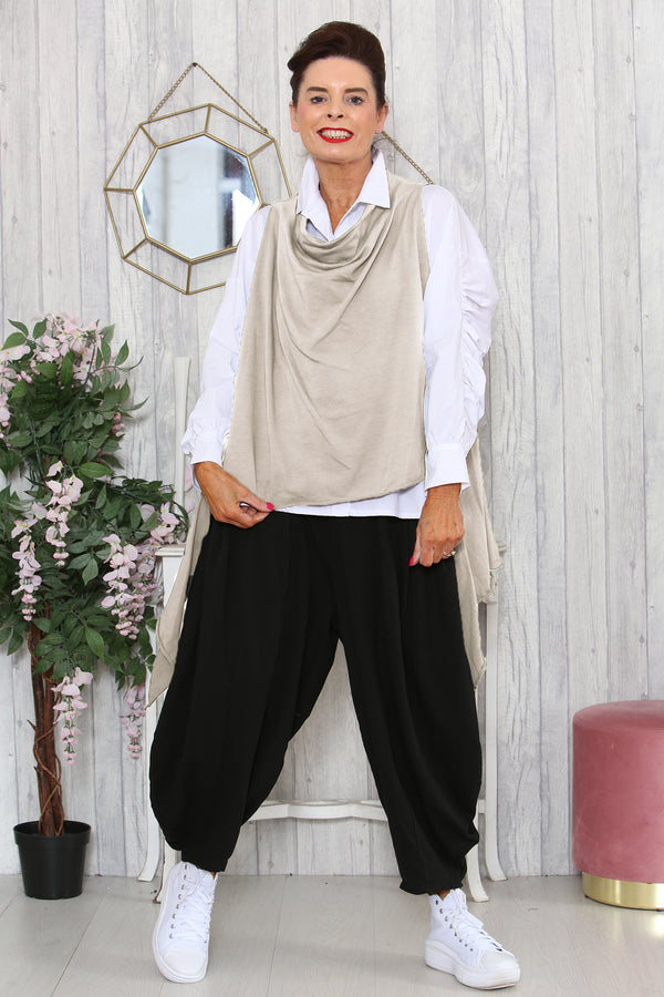 Raffi top over layering in Biscuit