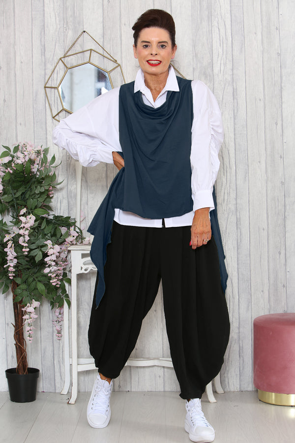 Raffi top over layering in Navy