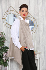 Raffi top over layering in Biscuit