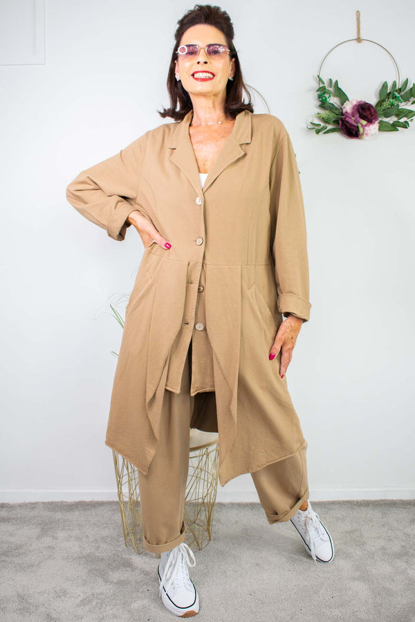 Avery Button Jacket in Camel