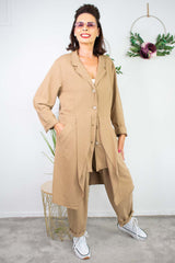 Avery Button Jacket in Camel