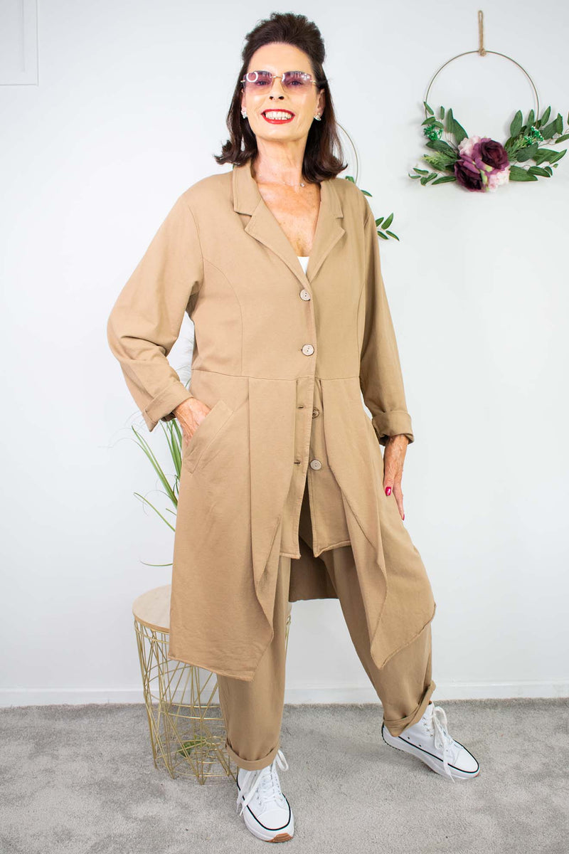 Avery Button Jacket in Camel