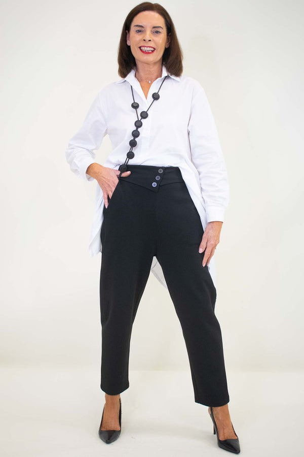 Bexley Button Trouser in Black