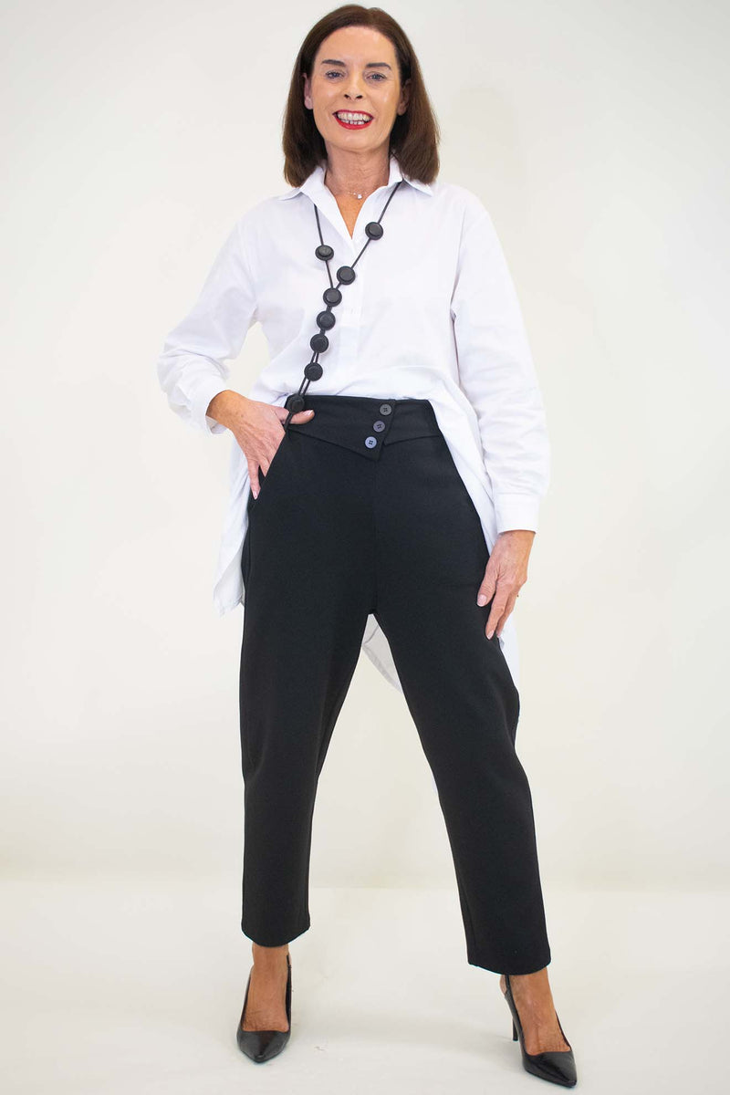 Bexley Button Trouser in Black