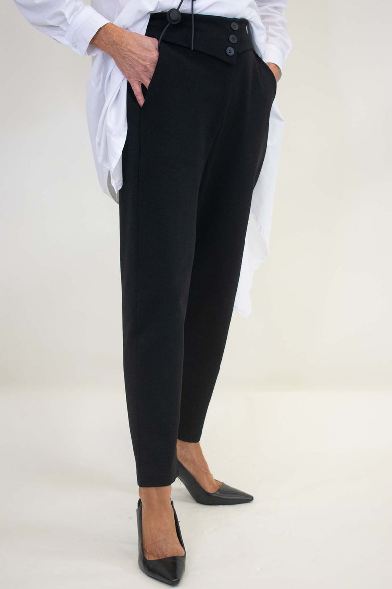 Bexley Button Trouser in Black