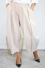 Charlie Scuba Cocoon Trouser in Light Beige