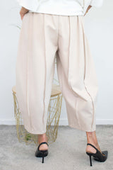 Charlie Scuba Cocoon Trouser in Light Beige