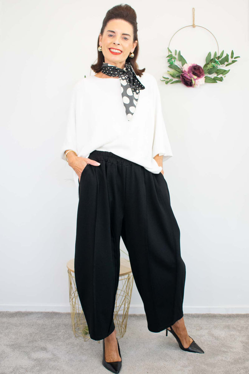 Charlie Scuba Cocoon Trouser in Classic Black