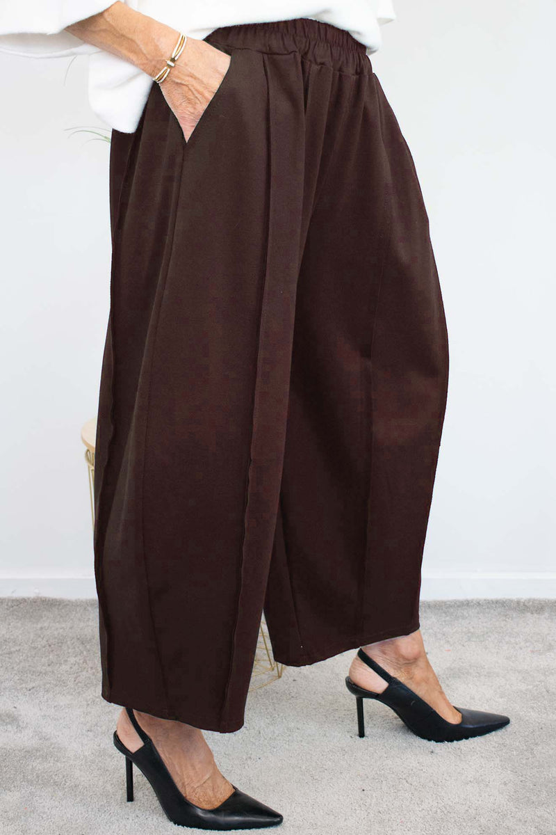 Charlie Scuba Cocoon Trouser in Chocolate