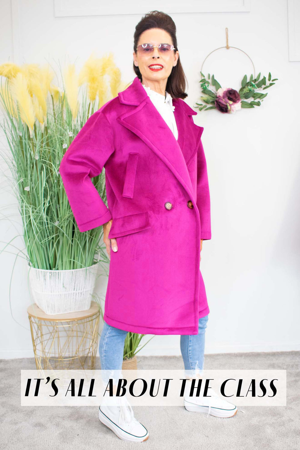 Luxury Jessica Coat in Hot Pink