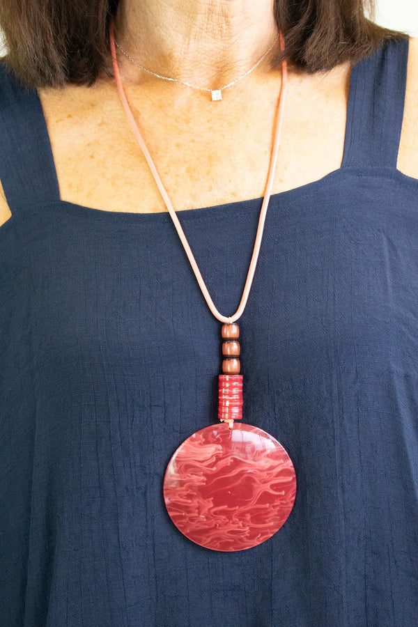 Resin Watercolour Necklace in Coral